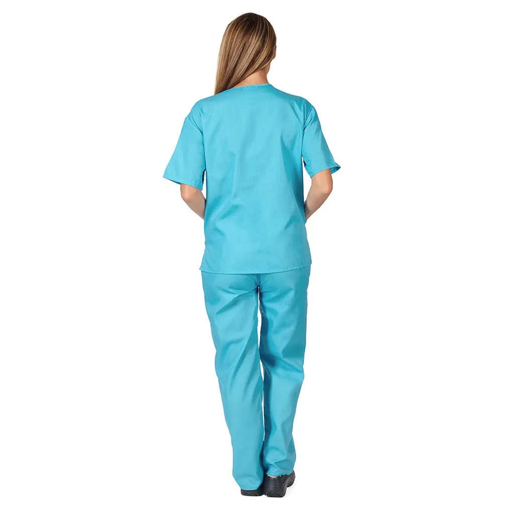 Nurse Uniform Men Women Short Sleeve V-neck Tops+Pants Nursing Working Uniform Set Suit D91023