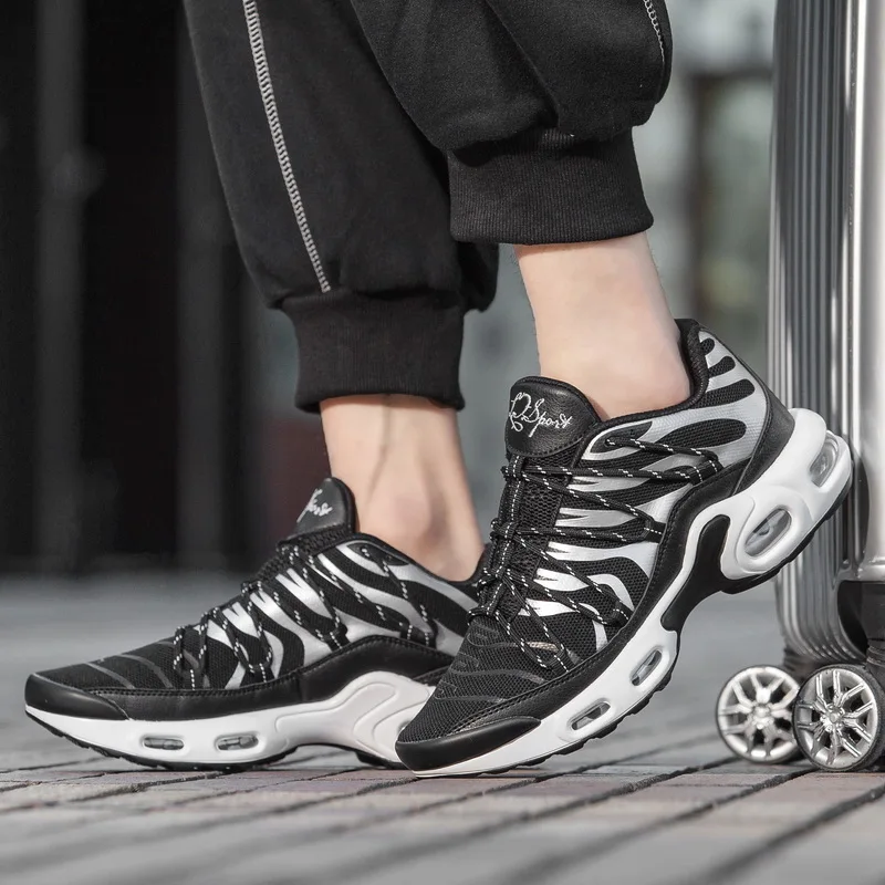 JIEMIAO Fashion Men Air Cushion Sneakers Big Size Leisure Running Shoes Outdoor Non-slip Breathable Male Sports Jogging Shoes