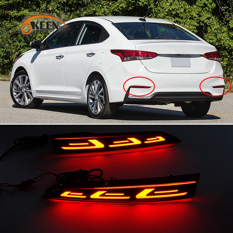 2 шт. для Hyundai Solaris Accent 2017 2018 2019 светодиодный задний бампер отражатель тормозной