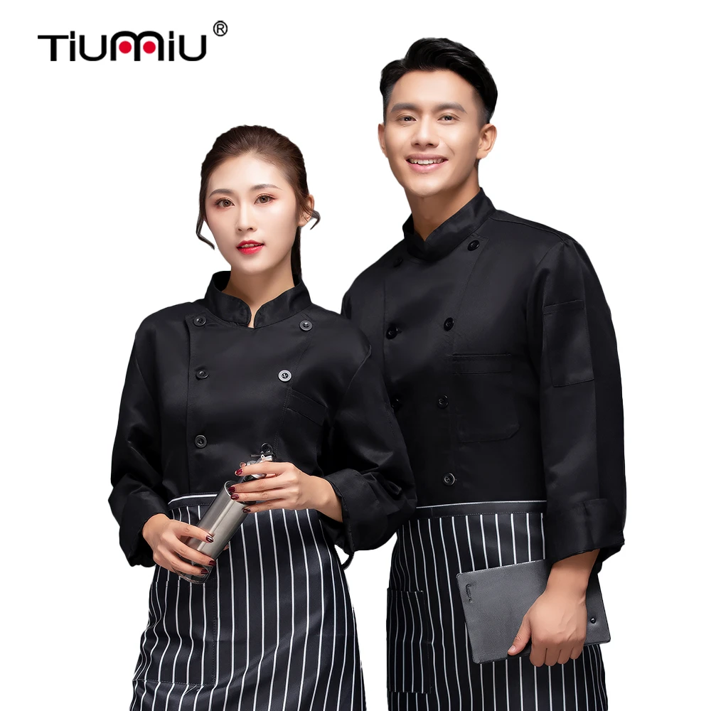 Куртка шеф повара однотонная двубортная Униформа с длинным рукавом для