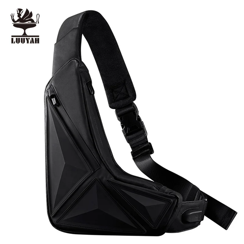 

Brand Waterproof Men Sling Chest Bag PVC Anti Theft Shoulder Bag USB Charge Sports Crossbody Bags Casual Travel Waist Pack New