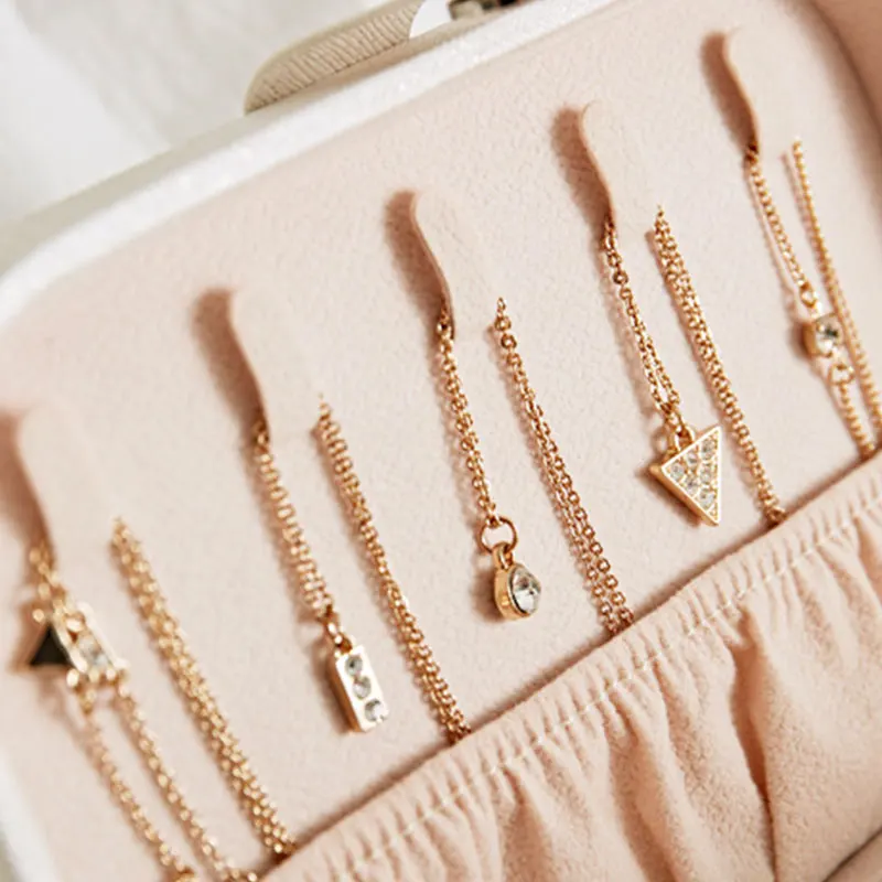 

Jewelry Organizer Box Display Travel Jewelry Case Portable Jewellery Box Ring Earring Leather Joyeros Organizador De Joyas