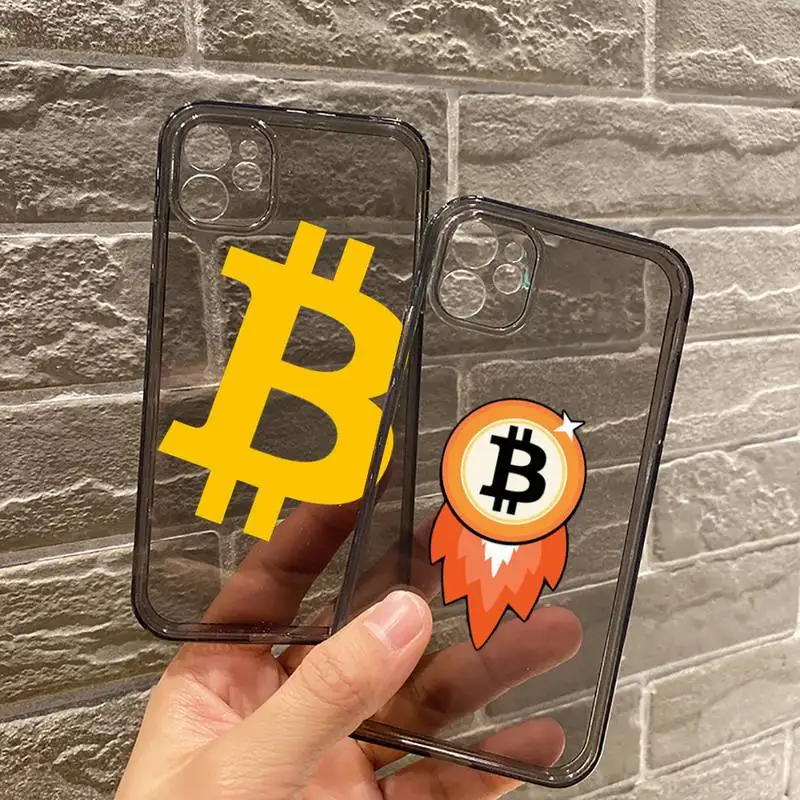 

luxury Bitcoin Phone Case For iPhone 7 8 11 12 X XS XR MINI Pro Max Plus Retro Black Grey clear transparent