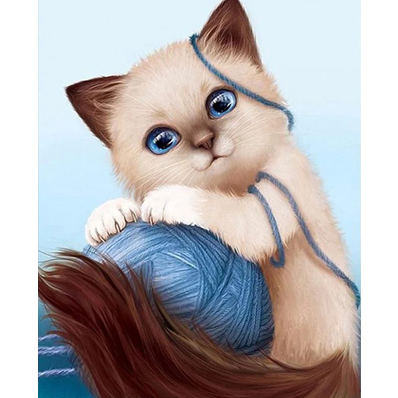 Алмазная живопись сделай сам с кошкой мозаика вышивка животными крестом в