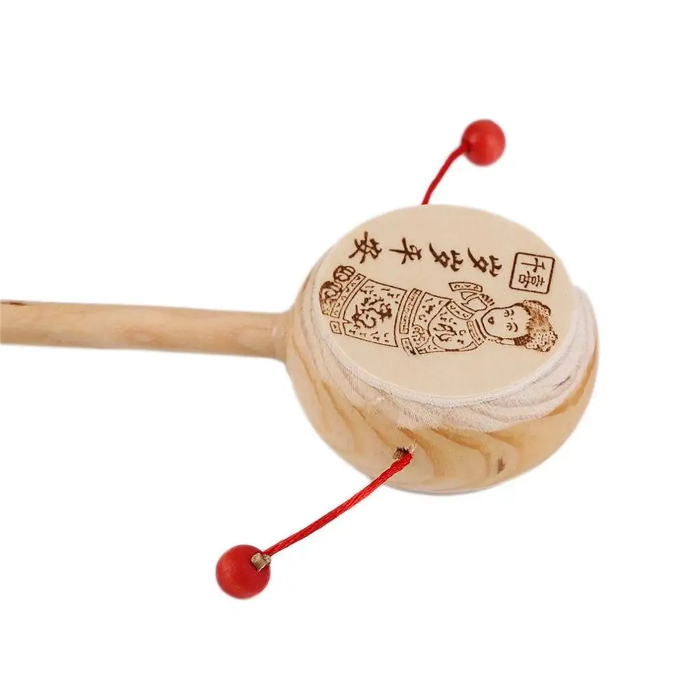 

Baby Kids Wood Rattle Drum Instrument Child Musical Toy Chinese Styles Baby Drum Hammer Rattle for Fun China Tranditonal Toys