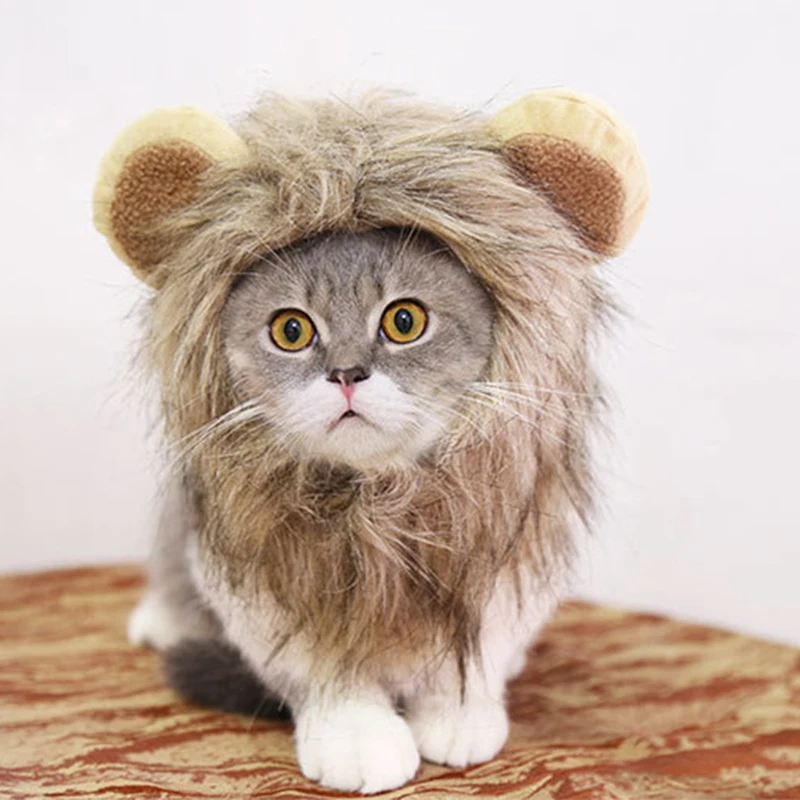 

Cute Lion Mane Cat Wig Pet Small Dog Cats Costume Lion Mane Wig Cap Hat for Cat Dogs Fancy Cosplay Toy Pet Supplies S/M/L Size
