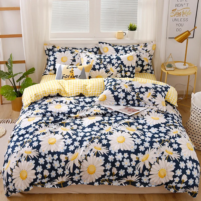 

American Black Bedding Set, 220x240 Duvet Cover Pillowcase 3pcs , chrysanthemum pattern Quilt Cover Queen King Size Bed Sets