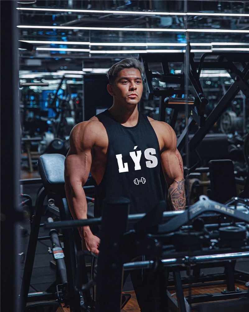 2021 Summer Male Workout Sleeveless Vest Mens Sportswear Fitness Print Comfortable Cotton Undershirt Gym Tank Tops | Мужская одежда