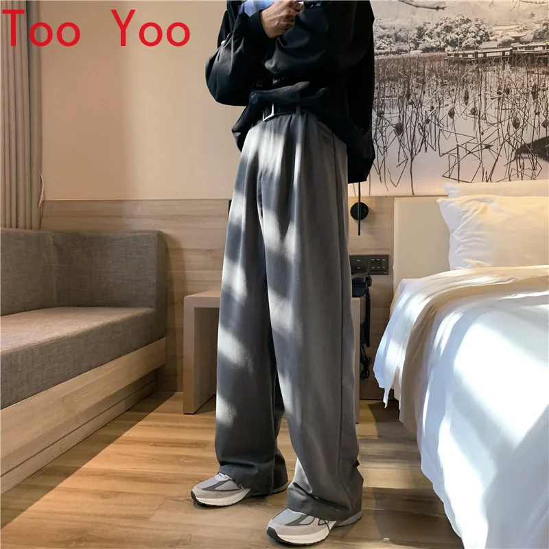 

Spring 2021 new casual trousers for men large-size draping straight suit pants for men wide-leg pants loose