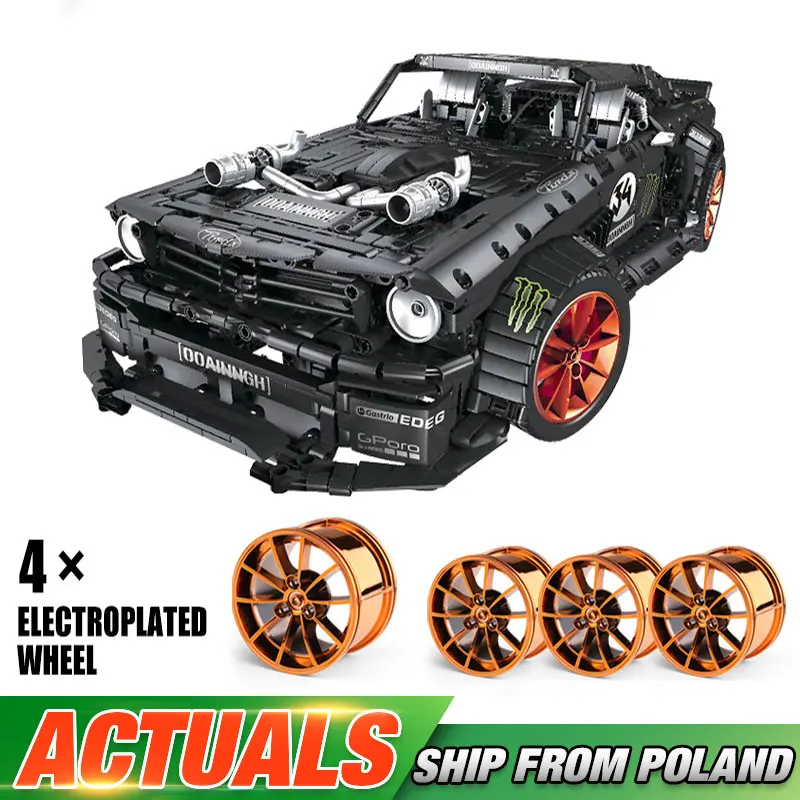Ешина 1965 Ford Mustang Hoonicorn гоночный автомобиль совместим 20102 Technic MOC 22970 подходит