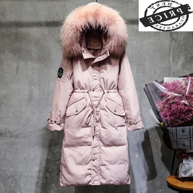 

Winter Duck Down Jacket Women Long Down Coat Female Thick Slim Jackets Clothes Ladies Large Fur Hooded Warm Coats LWL105a