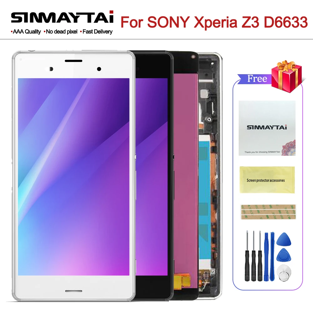 5 2 &quotОригинальный ЖК-дисплей Z3 для SONY Xperia сенсорный экран с рамкой Dual D6633 D6603 |