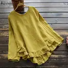 Блузка Женская Весенняя однотонная с оборками и длинным рукавом