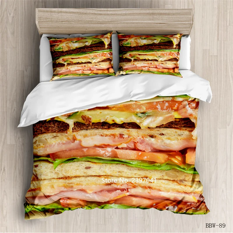 

Gourmet Pizza Sandwich Dessert Doughnuts Macaron Bedding Children's Favorite Colored Covered Pillowcase Home Spun Knitwear