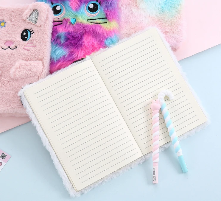 

Cute Panda Notebook Cartoon Embroidery Notepad Students Diary Book Birthday Gift Creative Office Notebook Plushed Cover A5 Size