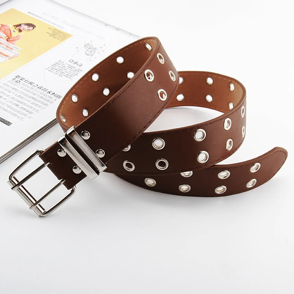 

2021 Ladies Punk Belt Jeans Fashion Hanging Chain Decorative Belt Single And Double Row High Quality Eyelet Belt