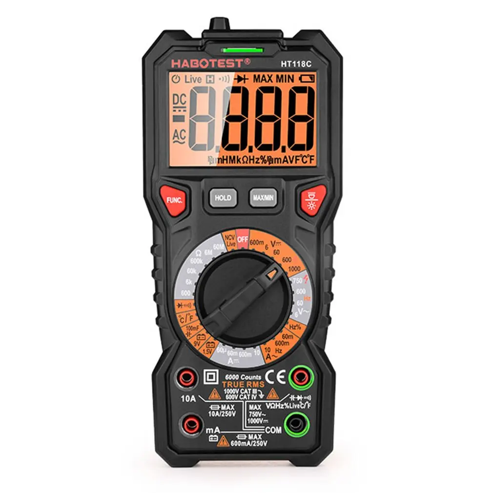 

Цифровой мультиметр-зажим HABOTEST, Автоматический диапазон NCV Hz Ture RMS AC/DC 6000, Профессиональный высокоточный надежный