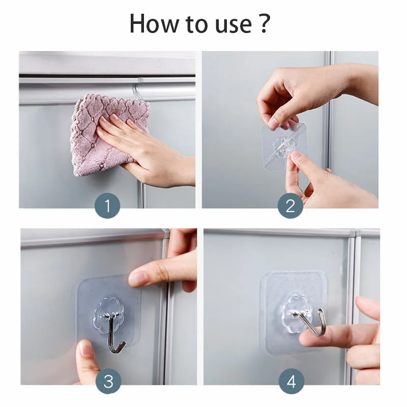 Прозрачные крючки 6 х6 см прочные самоклеящиеся настенные вешалки для дверей на