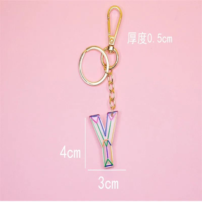 

DIY Acrylic Acetate Keychain Resin English Letter Keychains Handbag Car Pendants Name Key Ring Charms Fashion Jewelry Trinket