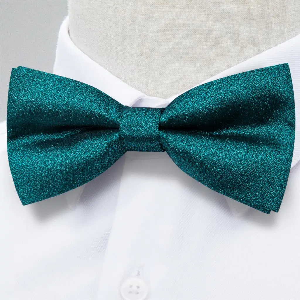 Шелковый однотонный галстук бабочка роскошный темно зеленый мужской свадебный