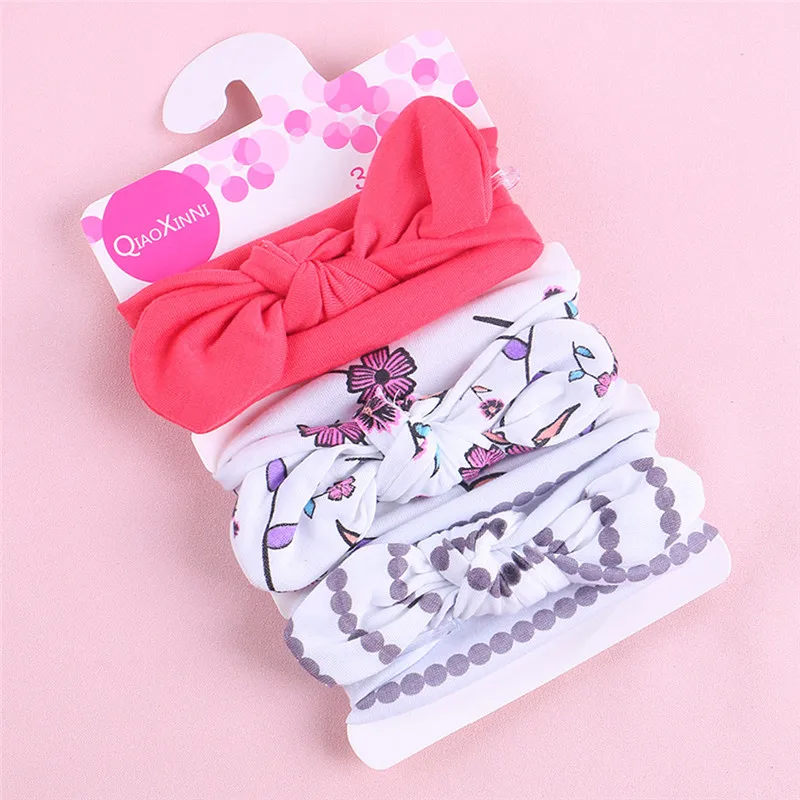 

3Pcs Kids Floral Headband Girls Baby Elastic Bowknot Accessories Hairband Set baby turban diademas para bebe #3N07