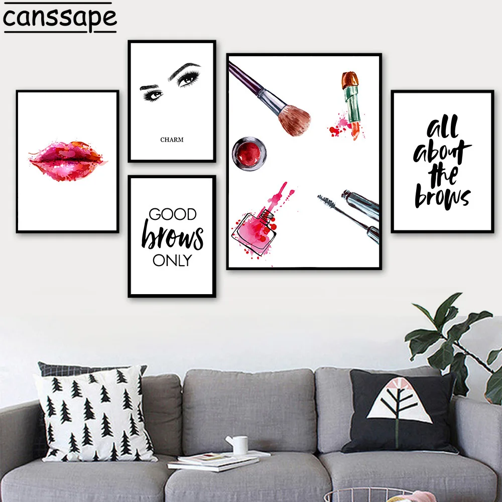 Плакат с губами ресницы холст живопись абстрактная стена художественный принт