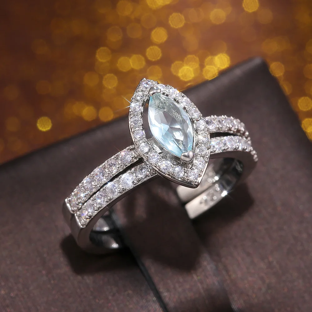 Модное женское кольцо на палец 2 шт./компл. кольца для свадьбы помолвки церемонии