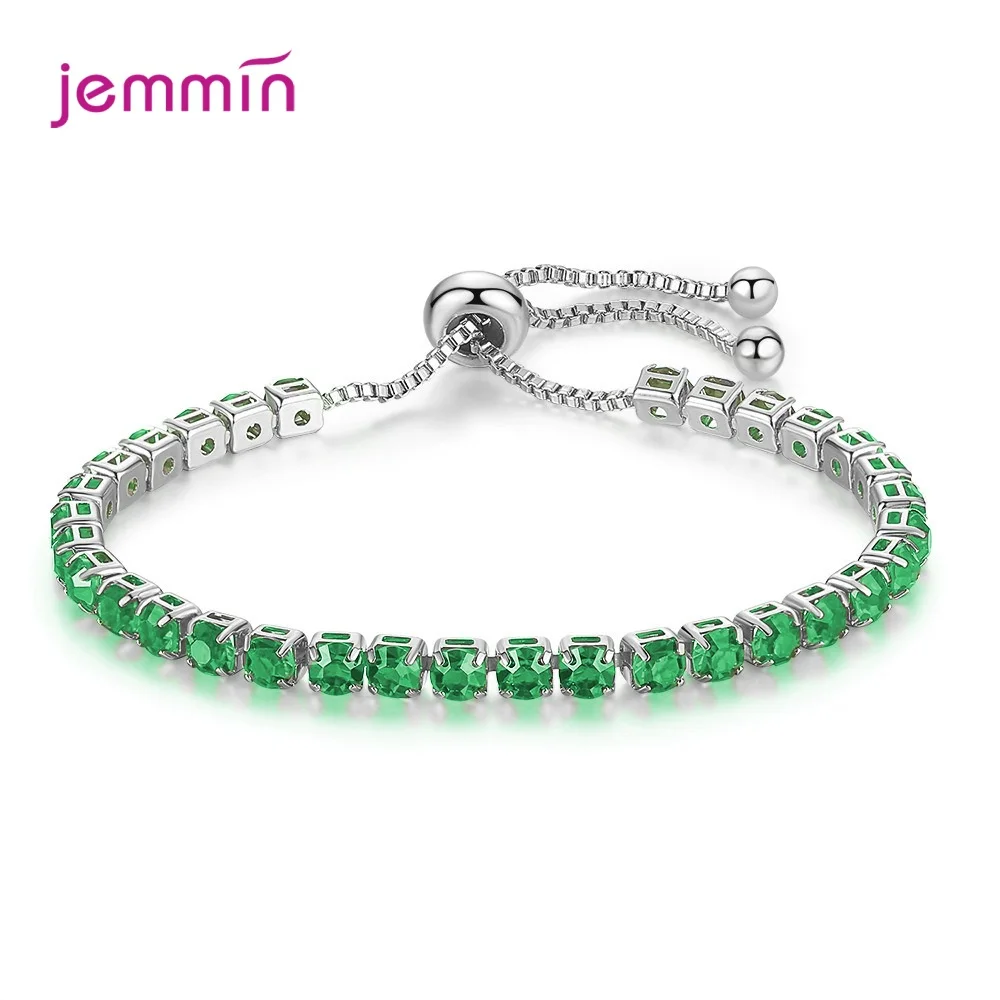 Ruby Zirconia Beading Bracelet Adjustable 925 Sterling Silver Charm Bangle Hand Chain For Women Girl Fashion Jewelry Accessories | Украшения
