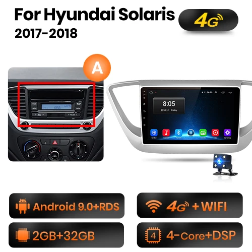 2-32GB 4G-WIFI-A AWESAFE PX9 для hyundai Solaris Verna автомобильный Радио Мультимедиа Видео плеер gps No 2din 2 din Android 9,0 2G+ 32G - Цвет: 2-32GB 4G-WIFI-A