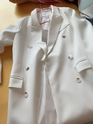 

IEQJ Women Korean Style Temperament Solid Color Double-breasted Mid-length Blazer New Lapel Loose Fashion Autumn 2021 3F1412