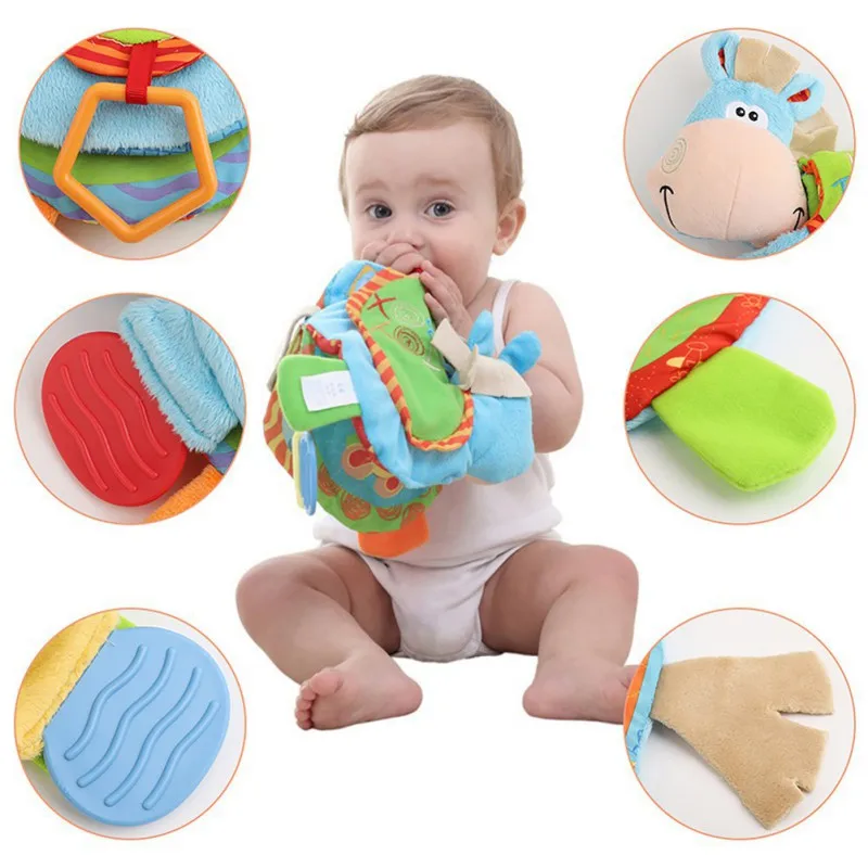 

Plush Toys Hand Grab Sensory Toys Cloth Book Awakening Book Multifunctional Watch Educational Toy Gift Birthday Party 0-24 Month