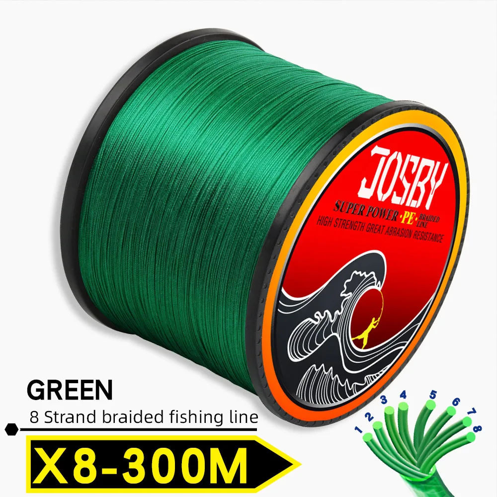 X8-300M-Green JOSBY 300 м 500 м 1000 м 8 нитей 10-78LB PE плетеный рыболовный провод Multifilament очень прочный рыболовный линия ЯПОНИЯ разноцветный - Цвет: X8-300M-Green