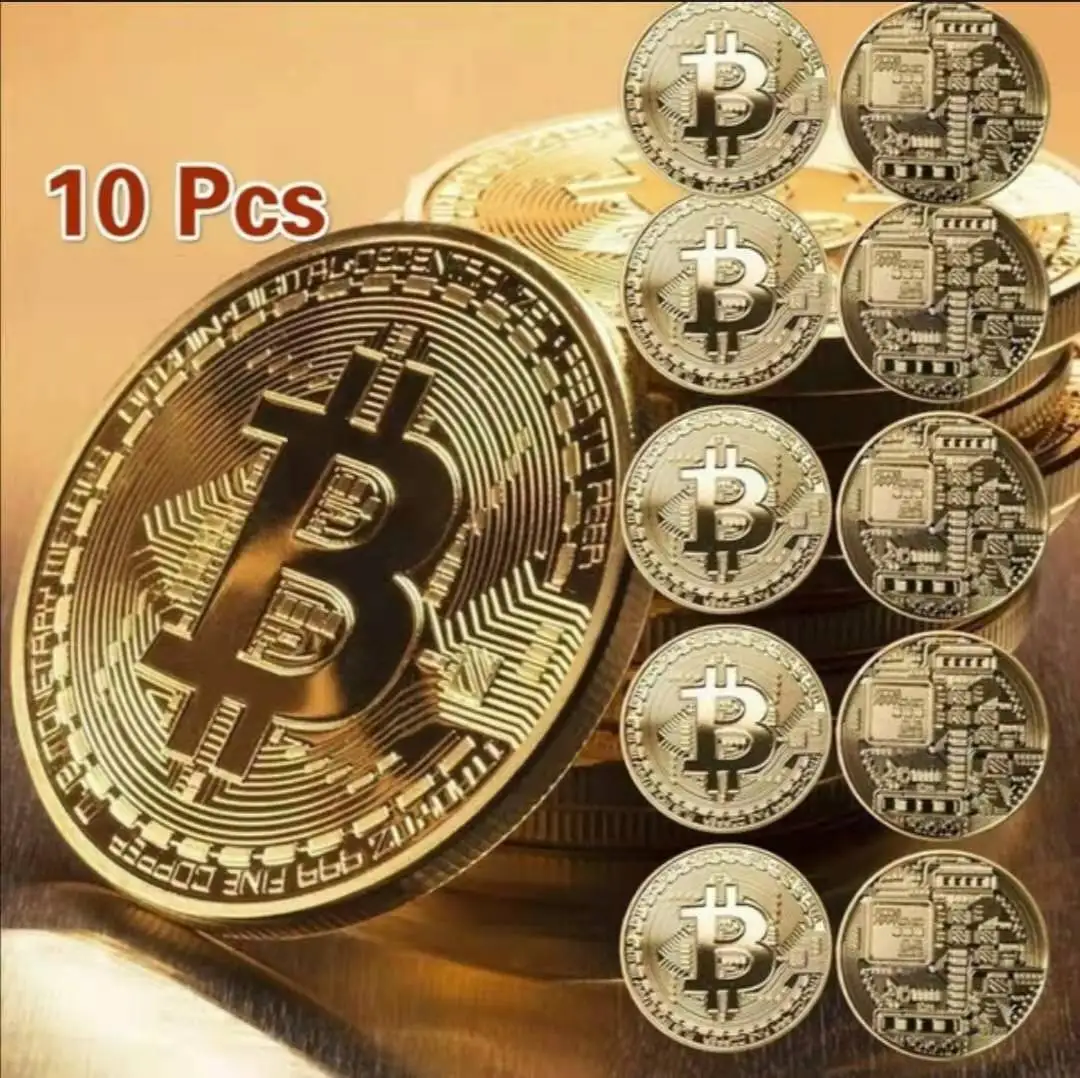 Позолоченные Биткоин монеты 10 шт. коллекционная Коллекционная арт коллекция