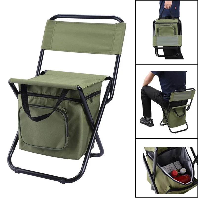 Sports Outdoor Bag Folding Chair Portable Back Fishing Self Driving Tour Simple Horse Multi Function Insulation Ice Pack Stool