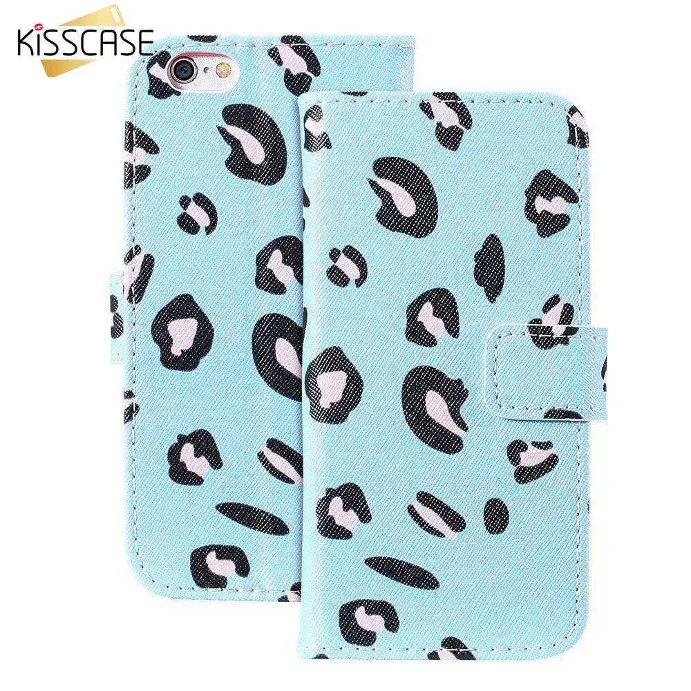 KISSCASE Стенд Бумажник флип Чехлы для iPhone 6 6s 7 5 5S чехол Ретро книга слот для карты чехол для iPhone 5S 5 SE 7 6s Plus Coque чехол на айфон 8 6 5s книжка - Цвет: Blue Leopard