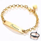 Сплошной золотой браслет с именем на заказ из нержавеющей стали, изящный браслет с инициалом в римском стиле браслет с цифрами