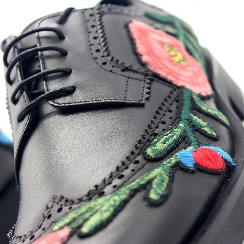 Туфли-броги с вышивкой итальянская обувь из натуральной кожи на шнуровке мужская