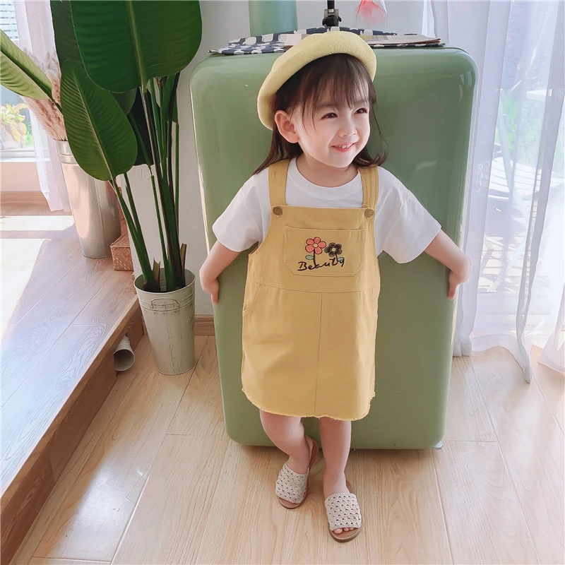 Летние новые детские комбинезоны для девочек платья отдыха однотонные красивые