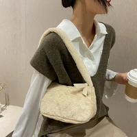 faux fur purses and handbags for womens fashion underarm bags soft plush ladies tote winter female small shoulder bags