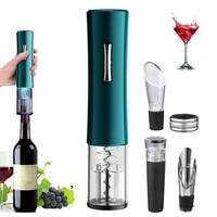 electric wine opener dark green red wine corkscrew battery powered wine bottle openers with wine pourer wine stopoer wine ring