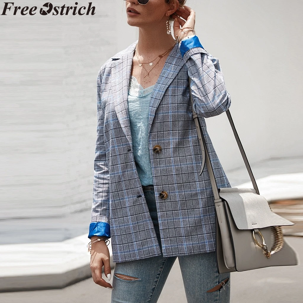 Женские костюмы куртки большого размера ретро клетчатая Свободная куртка с