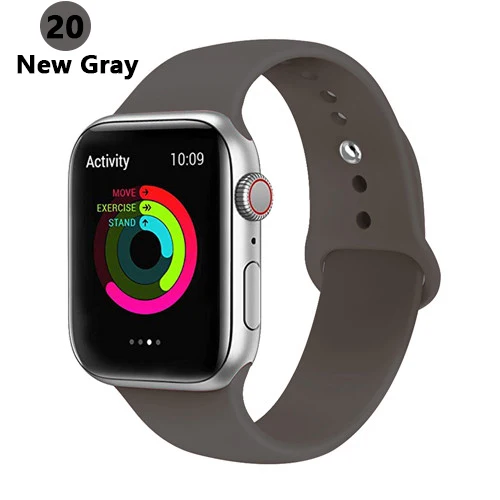 Ремешок для apple watch, ремешок для apple watch 5, 4, 3, iwatch, ремешок 42 мм, 44 мм, 38 мм, 40 мм, браслет Correa, силиконовый ремешок для часов, ремень, аксессуары - Цвет ремешка: NEW gray 20