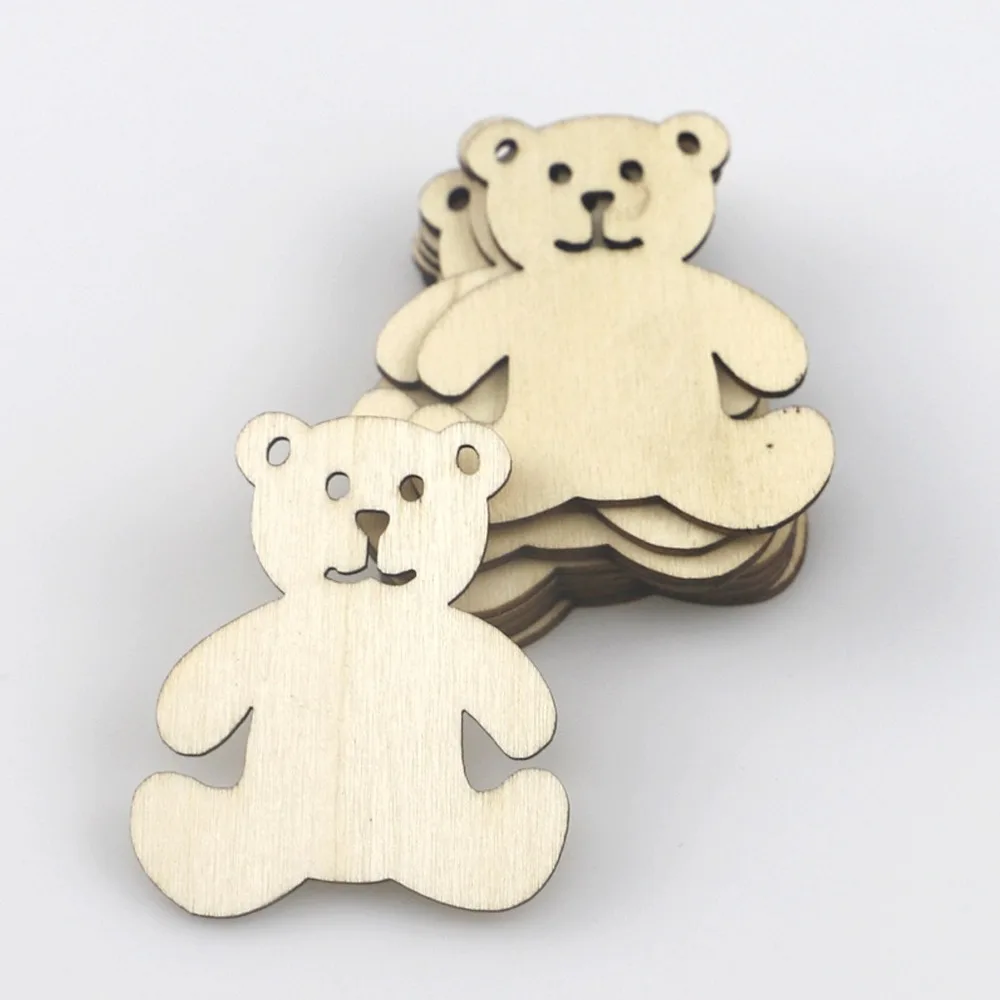 

10PCS Wooden Crafts Decoration Accessories Handmade Little Bear DIY Ornaments for Painting Scrapbooking Wedding Embellishment