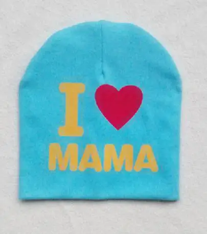 MAMA Blue Детская шапка с надписью «I LOVE PAPA MAMA»; эластичная Хлопковая шапочка для малышей; шапка для девочек; многоцветная шапка для маленьких мальчиков; аксессуары; 1 шт - Цвет: MAMA Blue