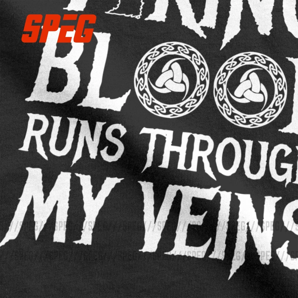 Футболки Vikings кровь пробегает в моем тейне топы для взрослых 100% хлопок мужские