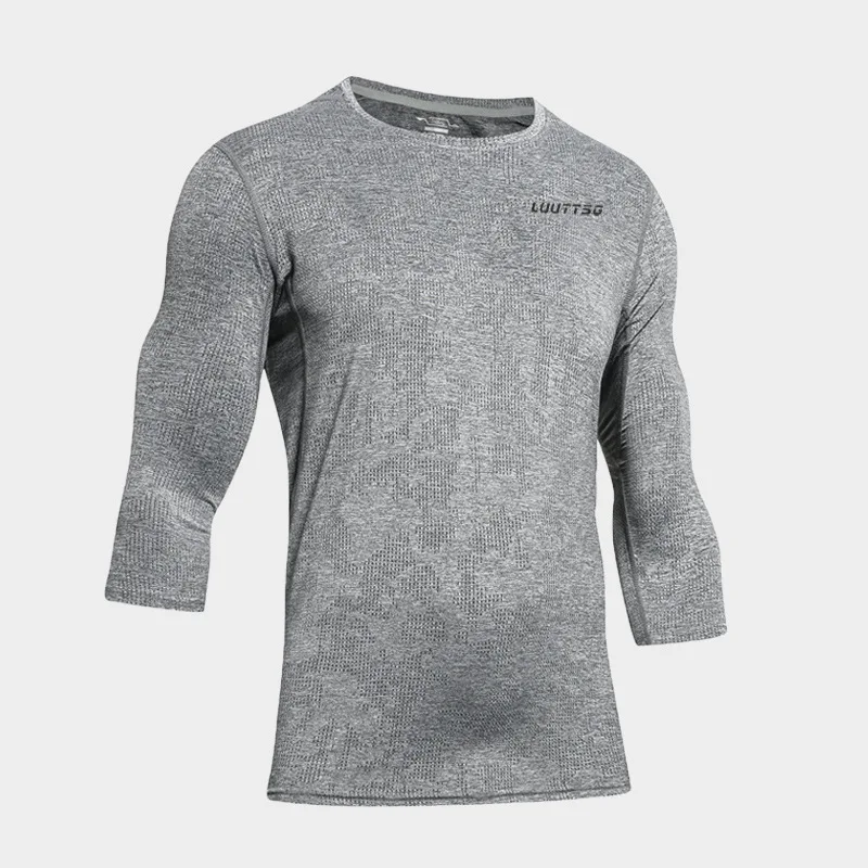 UABRAV Men's Sport T Shirt 3/4 Length Long Sleeve Outdoor Sport Training Running Shirts Gym Crossfit Fitness Tops Sportswear