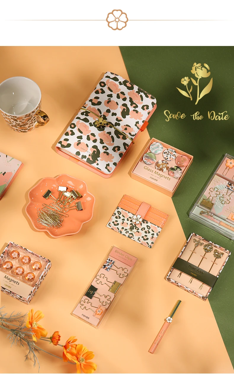 Never Leopard зерно серии офисный подарок канцелярские наборы фрукты вилочный комплект пчела цветок бабочка форма вилки для торта из нержавеющей стали
