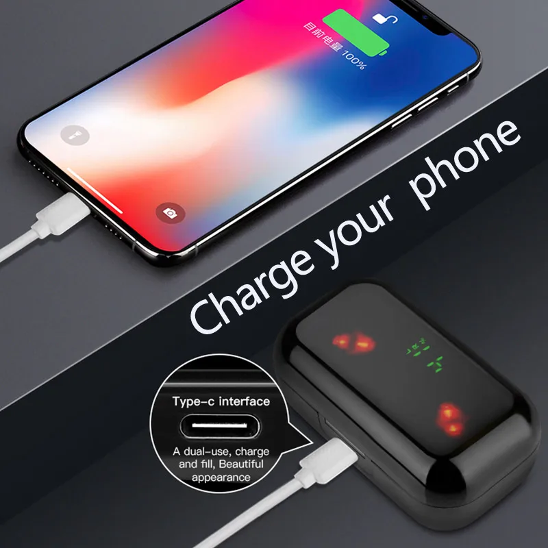 Мини беспроводные наушники Bluetooth 5 0 TWS гарнитура светодиодный дисплей для Android/IOS с