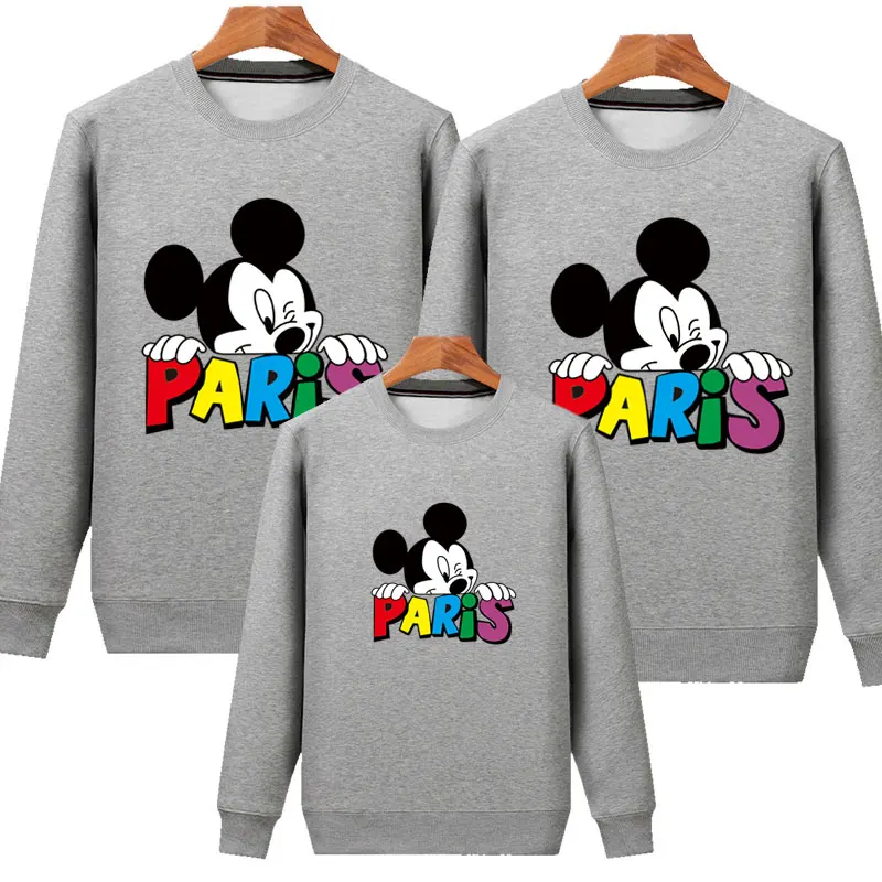 

Disney Mickey clothes mommy and me outfits parent-child dress Minnie mother and daughter round neck long sleeve sweater