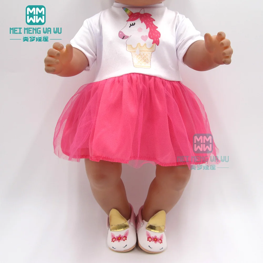 Одежда для кукол 43 см, кукла для новорожденных и американская кукла, Модное детское платье с единорогом